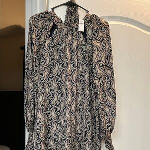 Paisley Long Sleeve Dress-Banana Republic